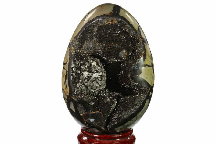 Septarian Dragon Egg Geode - Black Crystals #137954